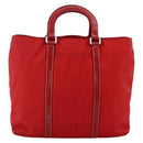 PRADA Hand Bag Nylon Red Silver Auth 174368-2