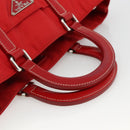 PRADA Hand Bag Nylon Red Silver Auth 174368-7