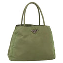 PRADA Hand Bag Nylon Green Silver Auth 174369-1
