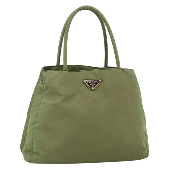 PRADA Hand Bag Nylon Green Silver Auth 174369