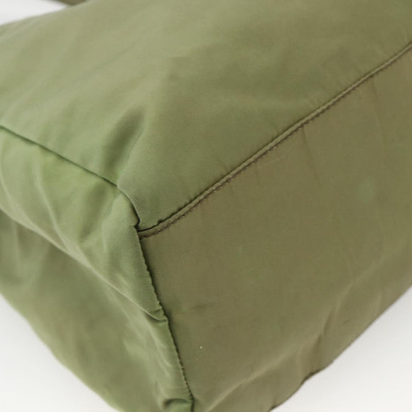 PRADA Hand Bag Nylon Green Silver Auth 174369