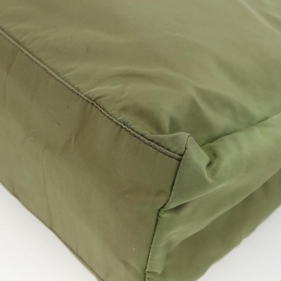 PRADA Hand Bag Nylon Green Silver Auth 174369