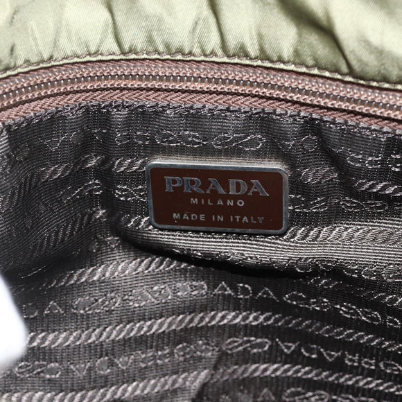 PRADA Hand Bag Nylon Green Silver Auth 174369