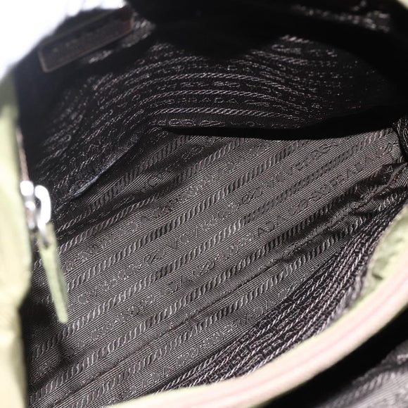 PRADA Hand Bag Nylon Green Silver Auth 174369