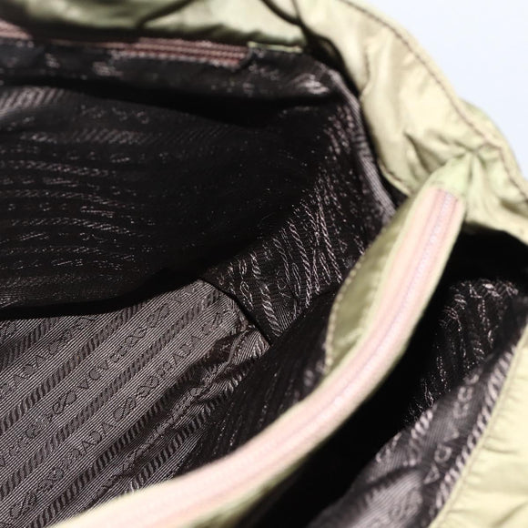 PRADA Hand Bag Nylon Green Silver Auth 174369