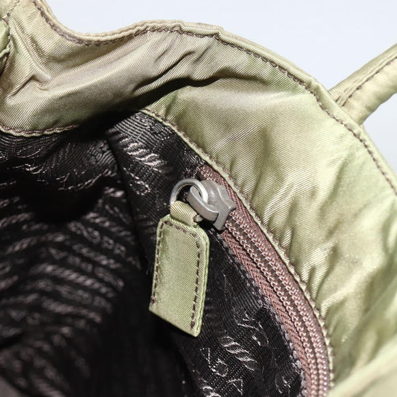 PRADA Hand Bag Nylon Green Silver Auth 174369