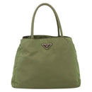 PRADA Hand Bag Nylon Green Silver Auth 174369-13