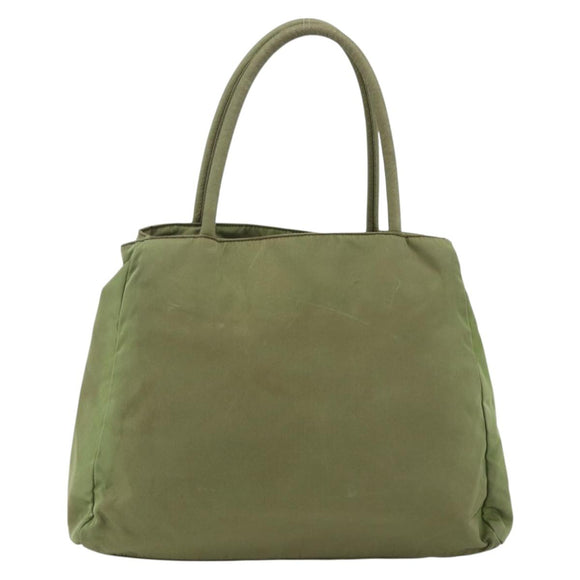 PRADA Hand Bag Nylon Green Silver Auth 174369