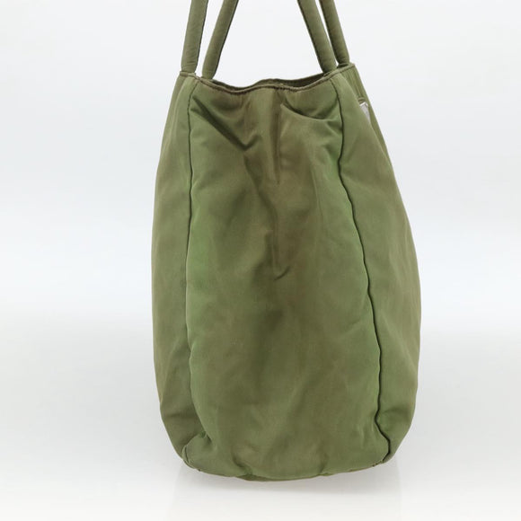 PRADA Hand Bag Nylon Green Silver Auth 174369