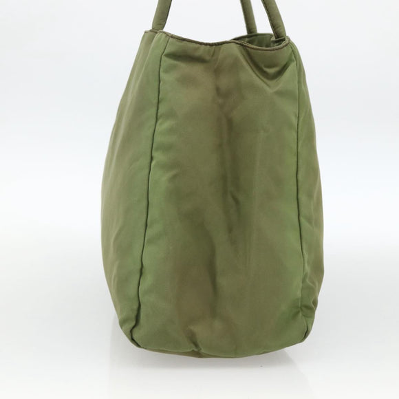 PRADA Hand Bag Nylon Green Silver Auth 174369
