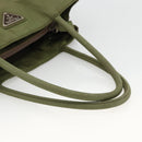PRADA Hand Bag Nylon Green Silver Auth 174369-7