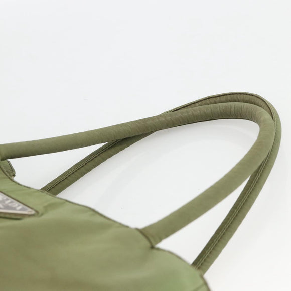 PRADA Hand Bag Nylon Green Silver Auth 174369