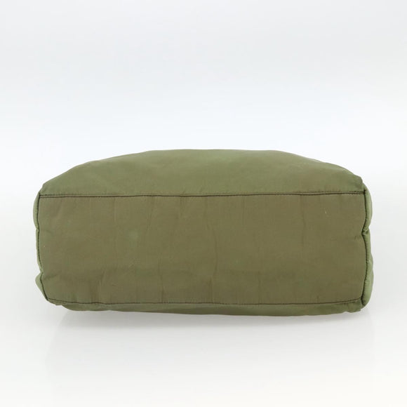 PRADA Hand Bag Nylon Green Silver Auth 174369
