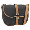 Christian Dior Honeycomb Canvas Shoulder Bag PVC Black Gold Auth 174371-1