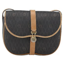 Christian Dior Honeycomb Canvas Shoulder Bag PVC Black Gold Auth 174371-13