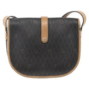 Christian Dior Honeycomb Canvas Shoulder Bag PVC Black Gold Auth 174371-2