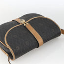 Christian Dior Honeycomb Canvas Shoulder Bag PVC Black Gold Auth 174371-6