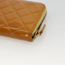 CHANEL Matelasse Long Wallet Patent leather Gold Yellow CC Auth 174373A-10
