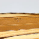 CHANEL Matelasse Long Wallet Patent leather Gold Yellow CC Auth 174373A-14