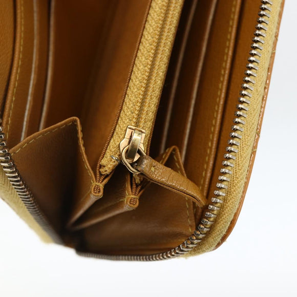 CHANEL Matelasse Long Wallet Patent leather Gold Yellow CC Auth 174373A
