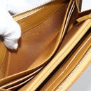 CHANEL Matelasse Long Wallet Patent leather Gold Yellow CC Auth 174373A-21