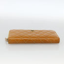 CHANEL Matelasse Long Wallet Patent leather Gold Yellow CC Auth 174373A-7