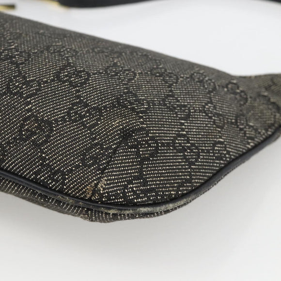 GUCCI GG Canvas Accessory Pouch Black Gold 32160 Auth 174375