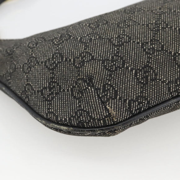 GUCCI GG Canvas Accessory Pouch Black Gold 32160 Auth 174375