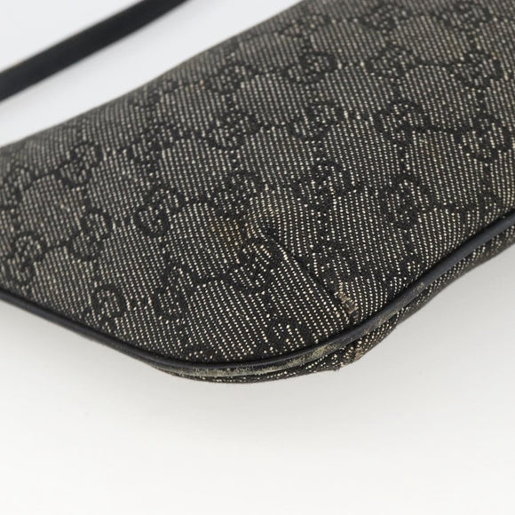 GUCCI GG Canvas Accessory Pouch Black Gold 32160 Auth 174375