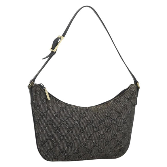 GUCCI GG Canvas Accessory Pouch Black Gold 32160 Auth 174375
