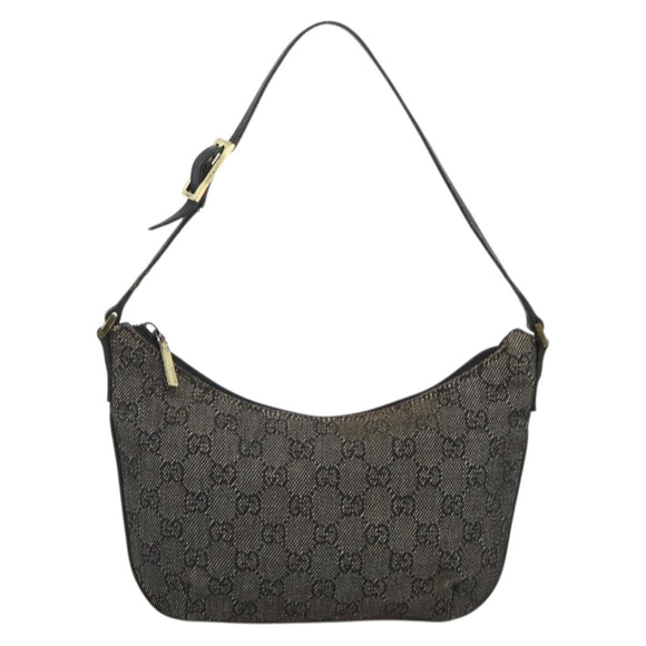 GUCCI GG Canvas Accessory Pouch Black Gold 32160 Auth 174375