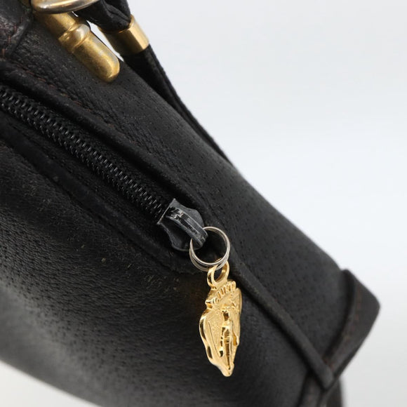 GUCCI Shoulder Bag Leather Black Gold 007 115 4916 Auth 174376