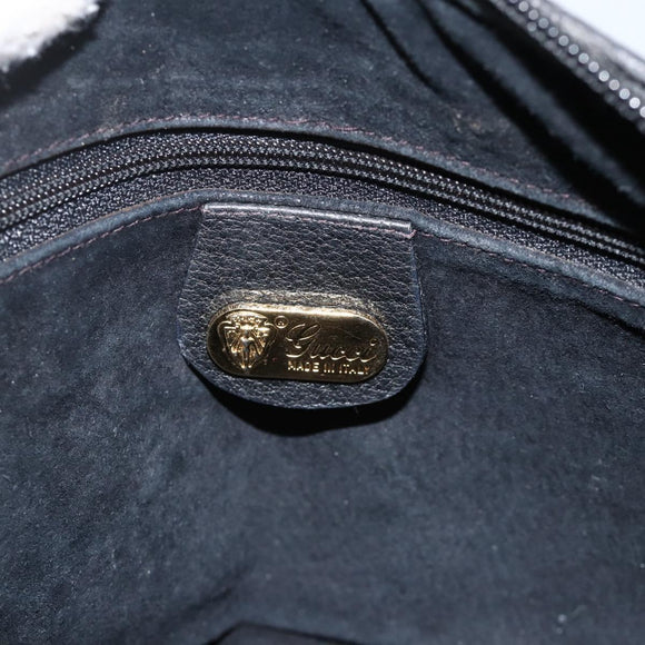 GUCCI Shoulder Bag Leather Black Gold 007 115 4916 Auth 174376