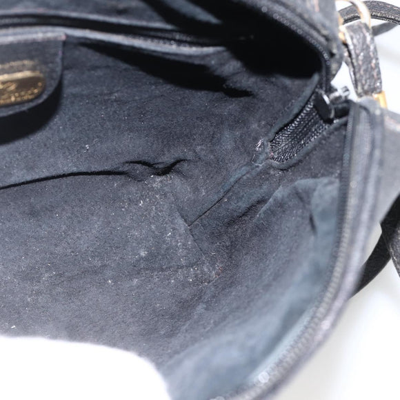 GUCCI Shoulder Bag Leather Black Gold 007 115 4916 Auth 174376