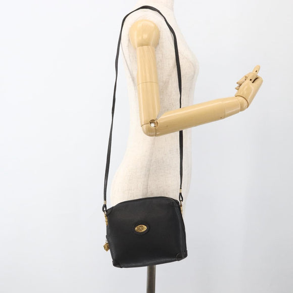GUCCI Shoulder Bag Leather Black Gold 007 115 4916 Auth 174376