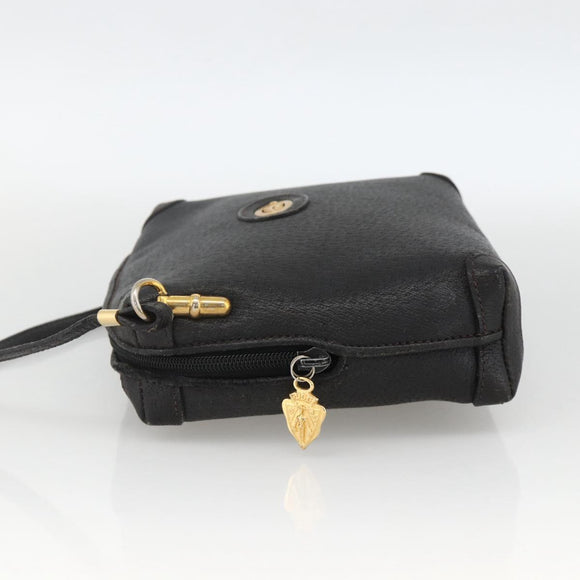GUCCI Shoulder Bag Leather Black Gold 007 115 4916 Auth 174376