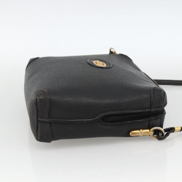 GUCCI Shoulder Bag Leather Black Gold 007 115 4916 Auth 174376