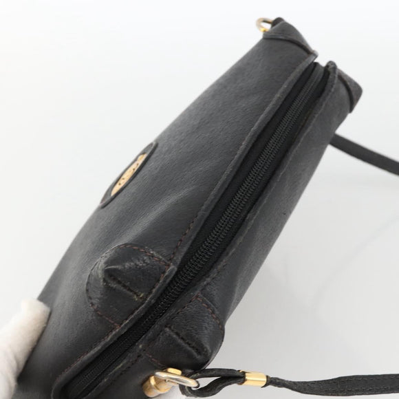 GUCCI Shoulder Bag Leather Black Gold 007 115 4916 Auth 174376