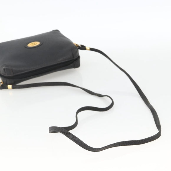 GUCCI Shoulder Bag Leather Black Gold 007 115 4916 Auth 174376