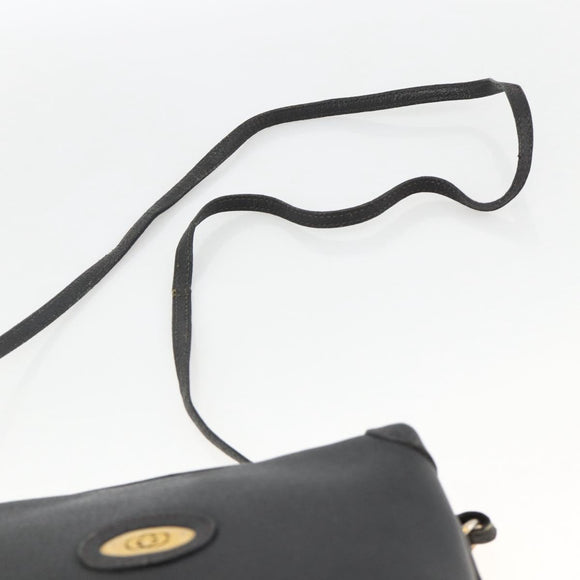 GUCCI Shoulder Bag Leather Black Gold 007 115 4916 Auth 174376