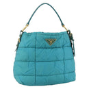 PRADA Shoulder Bag Nylon Light Blue Gold Auth 174379-1