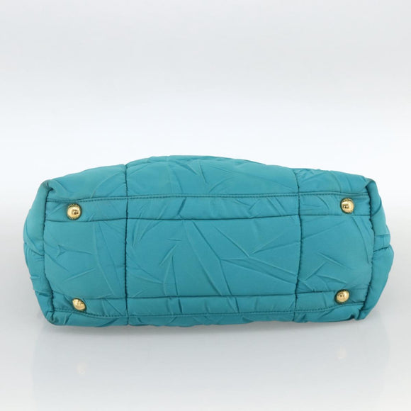 PRADA Shoulder Bag Nylon Light Blue Gold Auth 174379