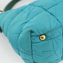 PRADA Shoulder Bag Nylon Light Blue Gold Auth 174379-14