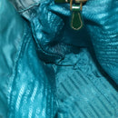PRADA Shoulder Bag Nylon Light Blue Gold Auth 174379-20