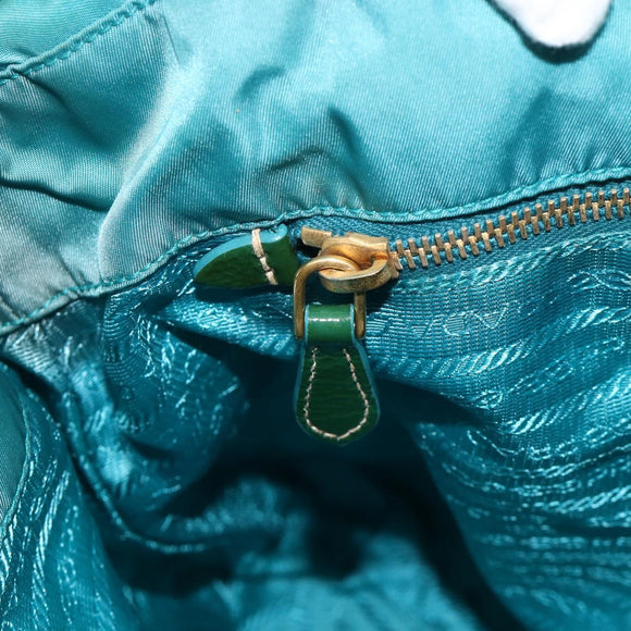 PRADA Shoulder Bag Nylon Light Blue Gold Auth 174379