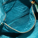 PRADA Shoulder Bag Nylon Light Blue Gold Auth 174379-22