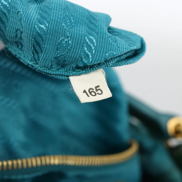 PRADA Shoulder Bag Nylon Light Blue Gold Auth 174379