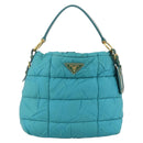 PRADA Shoulder Bag Nylon Light Blue Gold Auth 174379-13