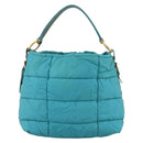 PRADA Shoulder Bag Nylon Light Blue Gold Auth 174379-2
