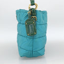 PRADA Shoulder Bag Nylon Light Blue Gold Auth 174379-4